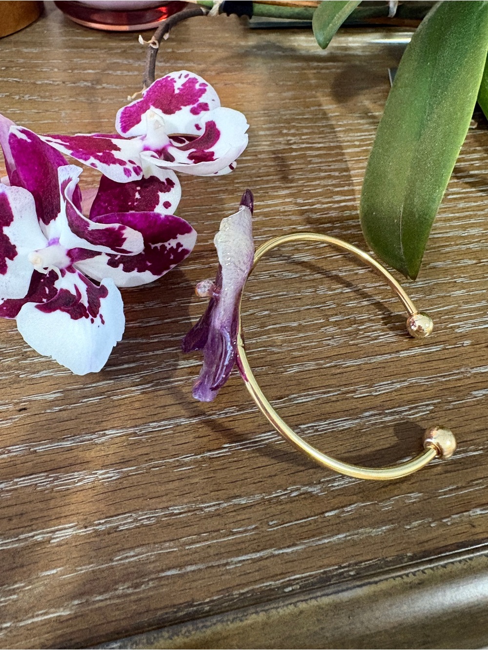 Purple Orchid Flower Bracelet - Women Jewelry - Picture 3 of 4